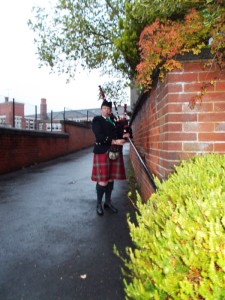 Piper Jacqueline tunes up outside St.Thomas's